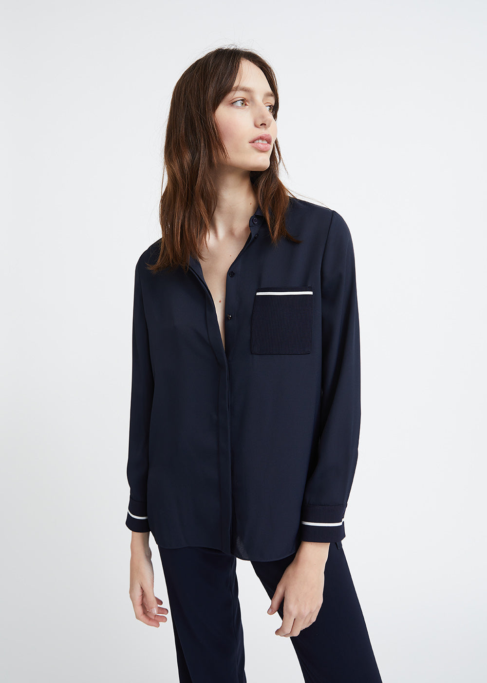 Chemise col tricot - Marine