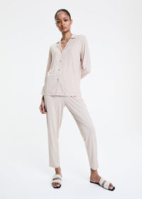 Pantalon imprime monogramme - Blanc Cassé
