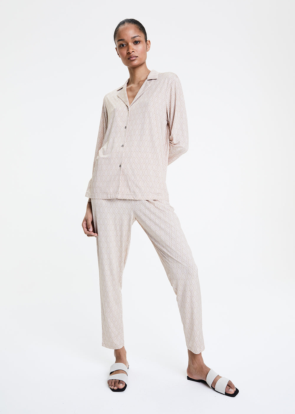 Pantalon imprime monogramme - Blanc Cassé