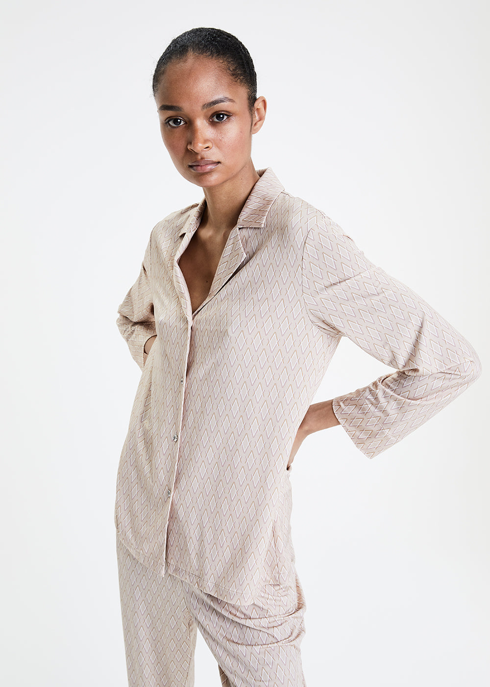 Chemise imprime monogramme - Blanc Cassé