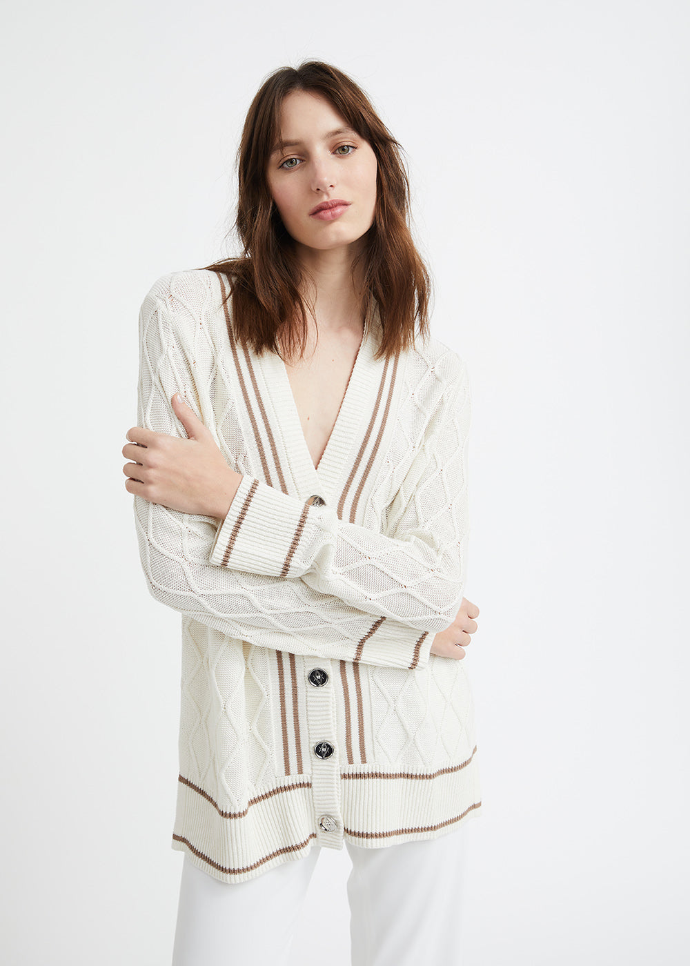 Cardigan cable - Blanc Cassé