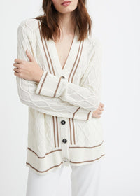 Cardigan à motif géométrique en soie - Blanc Cassé