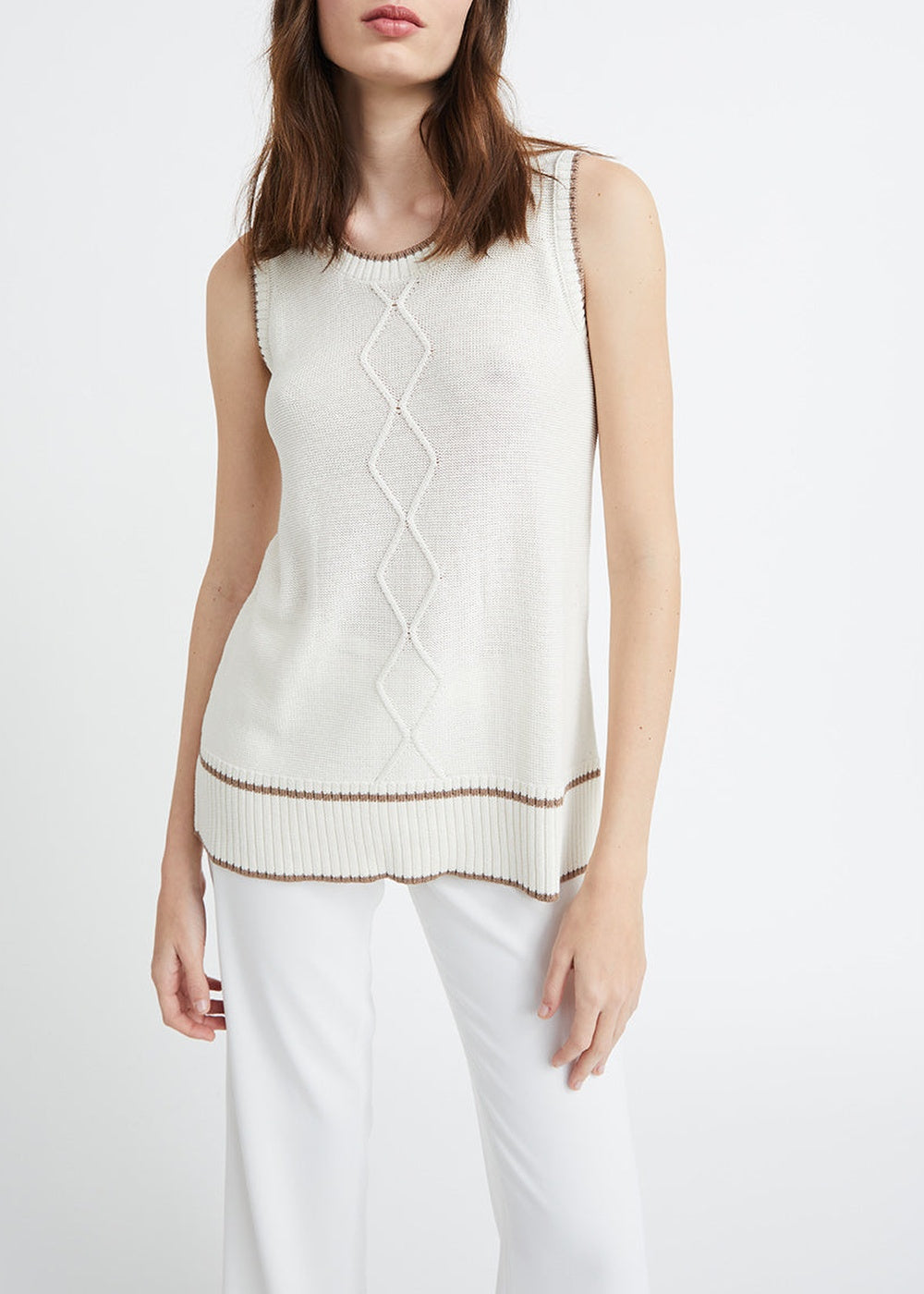 Silk tank top with contrasting trim - Off-white