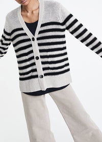 Striped linen cardigan - Beige
