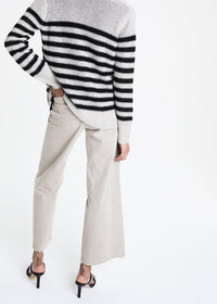 Striped linen cardigan - Beige