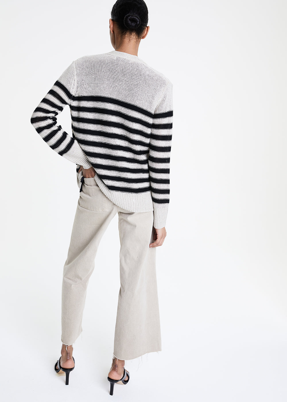 Cardigan rayures - Beige Moyen