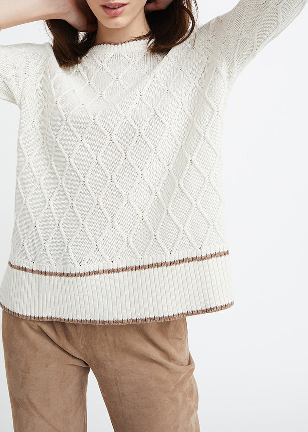 Silk jumper with contrasting trim - Off-white