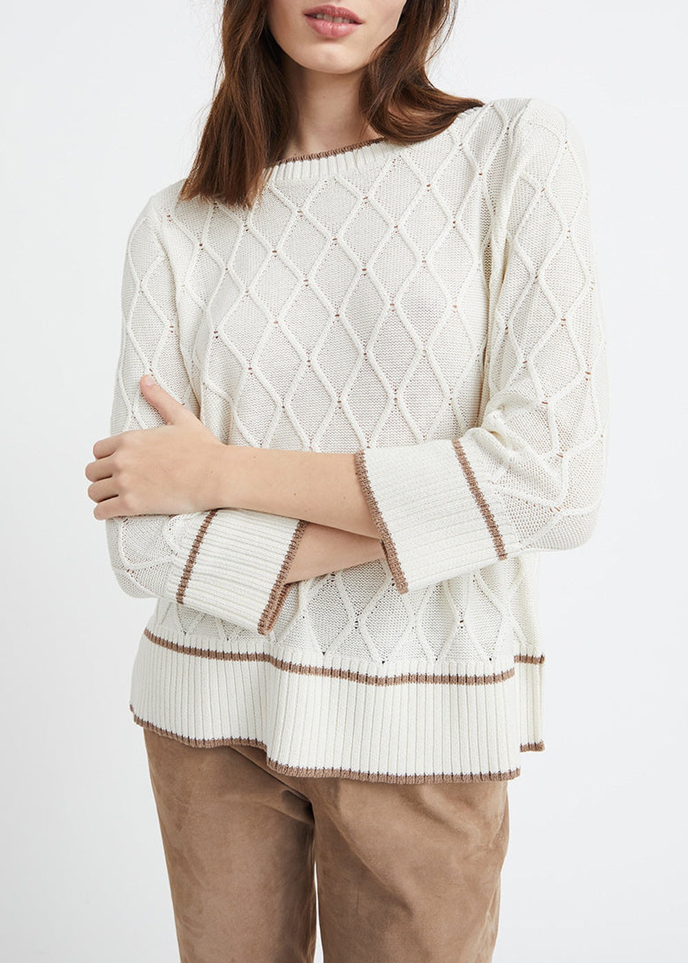 Silk jumper with contrasting trim - Off-white