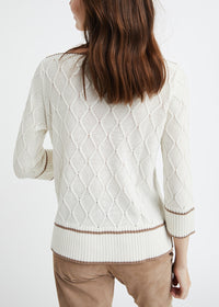 Silk jumper with contrasting trim - Off-white