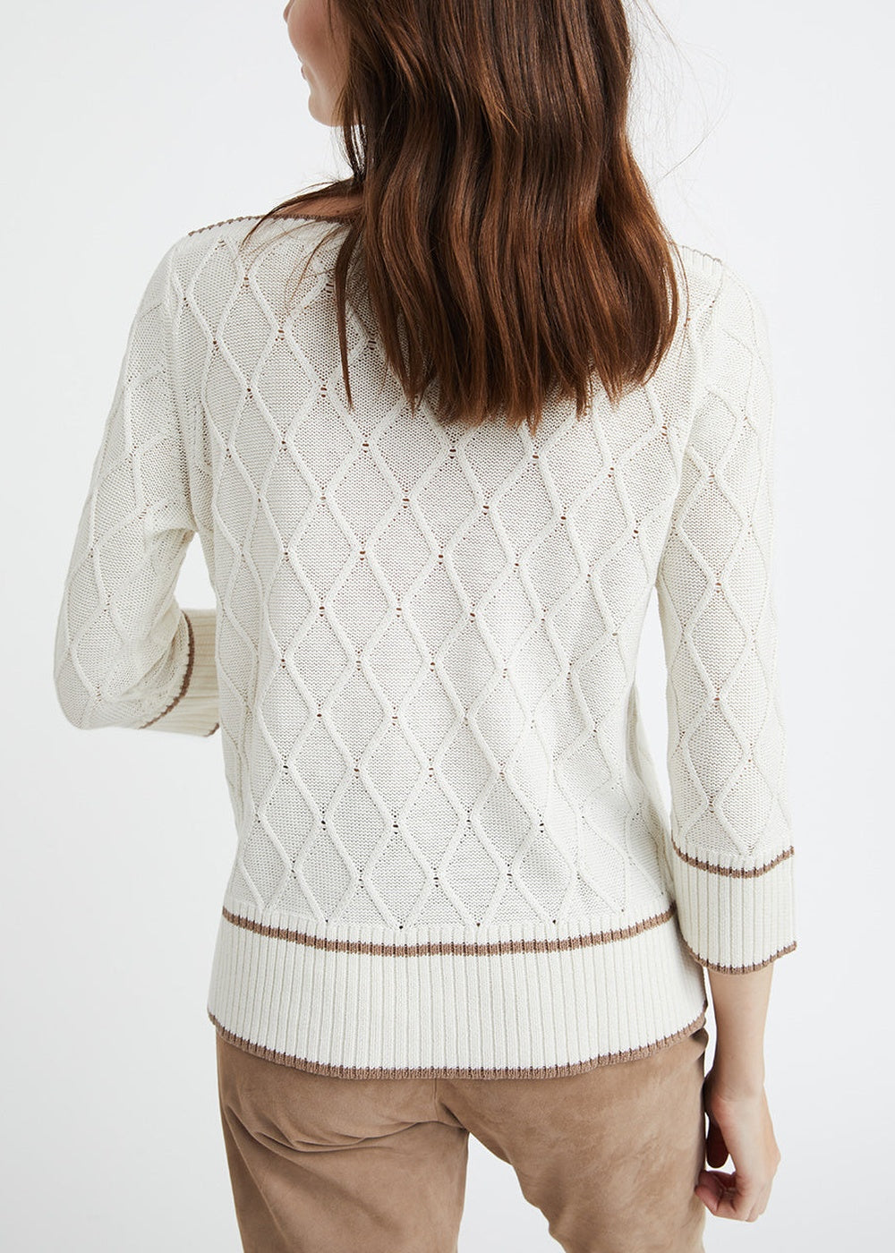 Silk jumper with contrasting trim - Off-white
