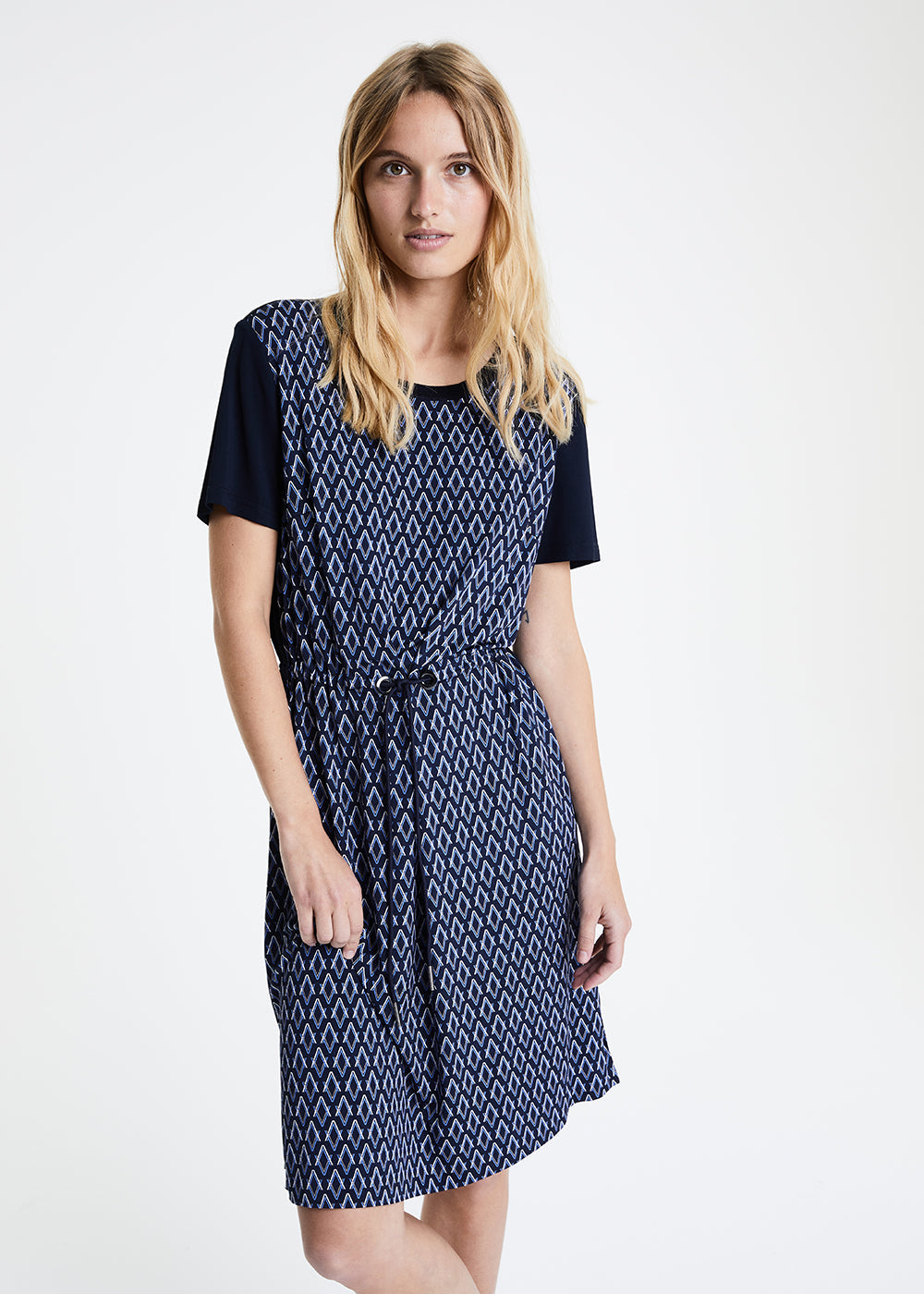 Robe imprime monogramme - Marine