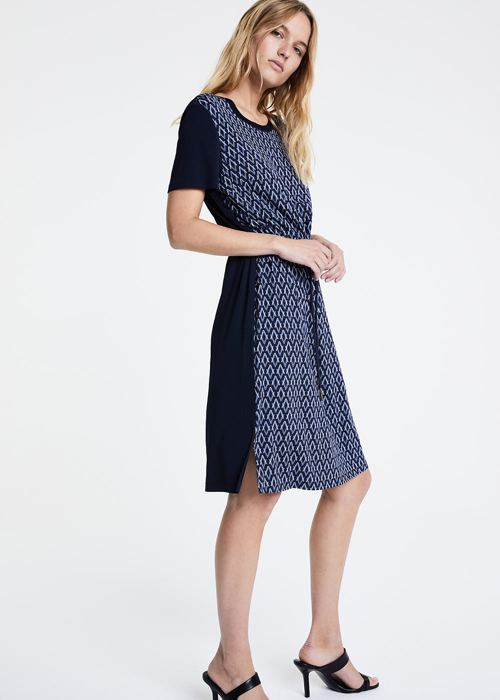 Robe imprime monogramme - Marine
