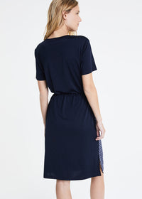 Robe imprime monogramme - Marine