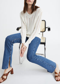 Openwork V-neck jumper - Off-white