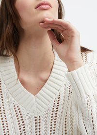 Openwork V-neck jumper - Off-white