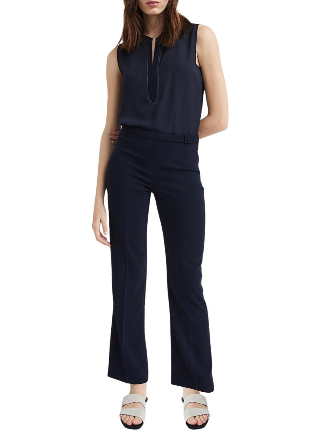Pantalon evase a ponts - Marine