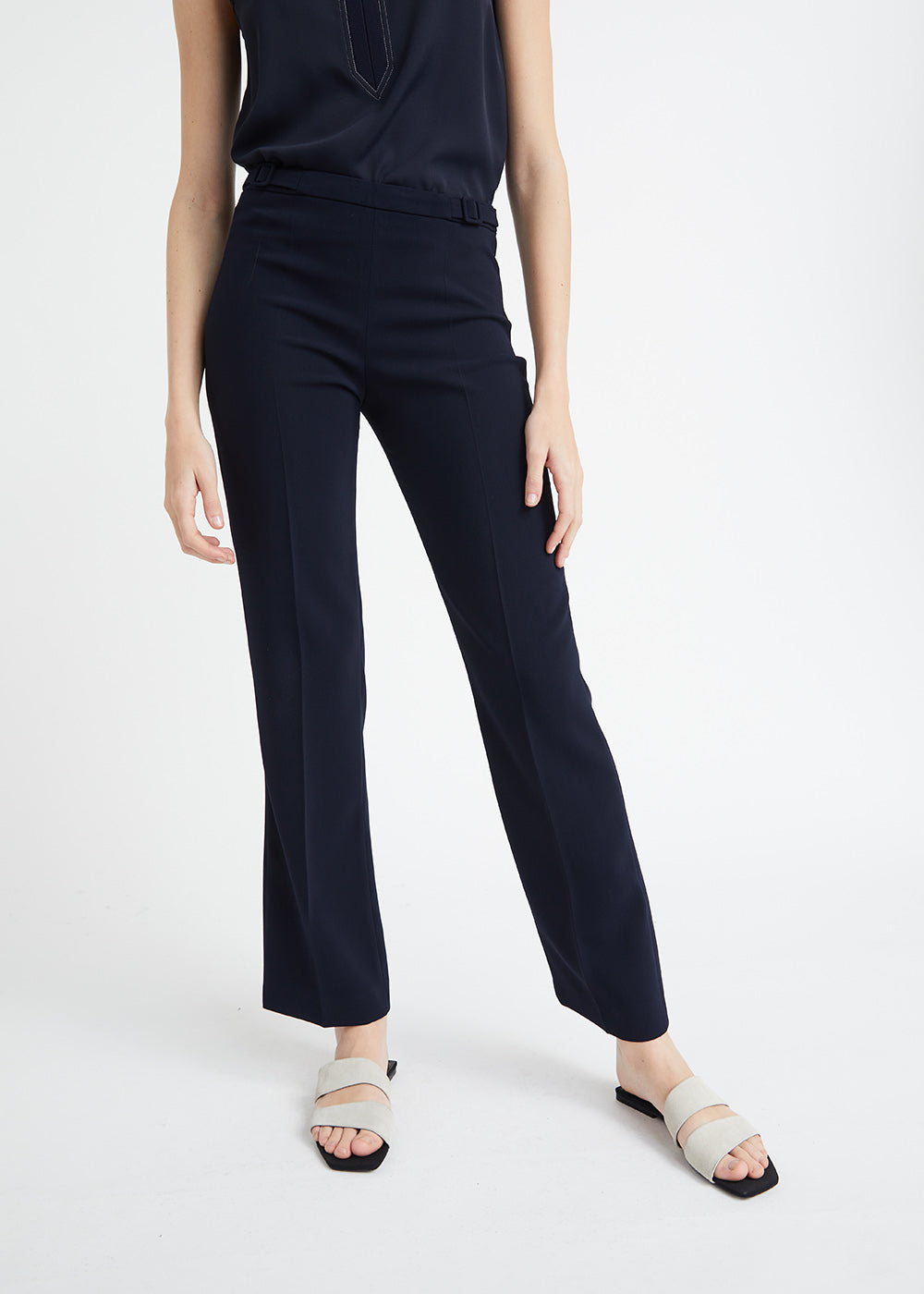 Pantalon evase a ponts - Marine