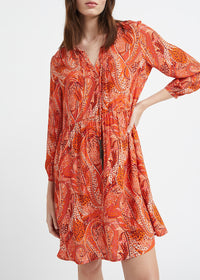 Robe fluide à manches bouffantes - Orange