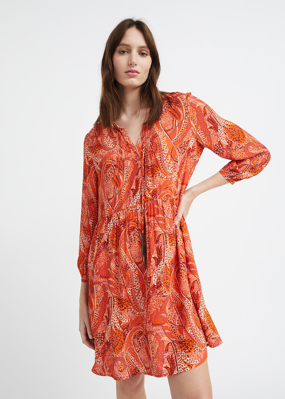 Robe boheme manche longue - Multicolor