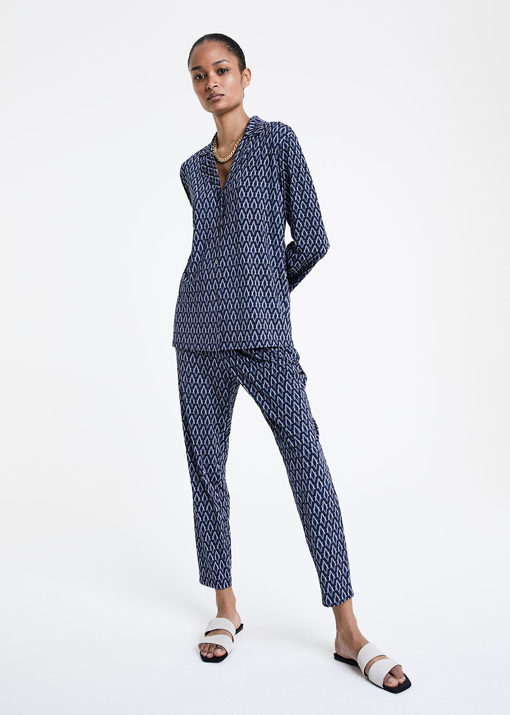 Chemise imprime monogramme - Marine