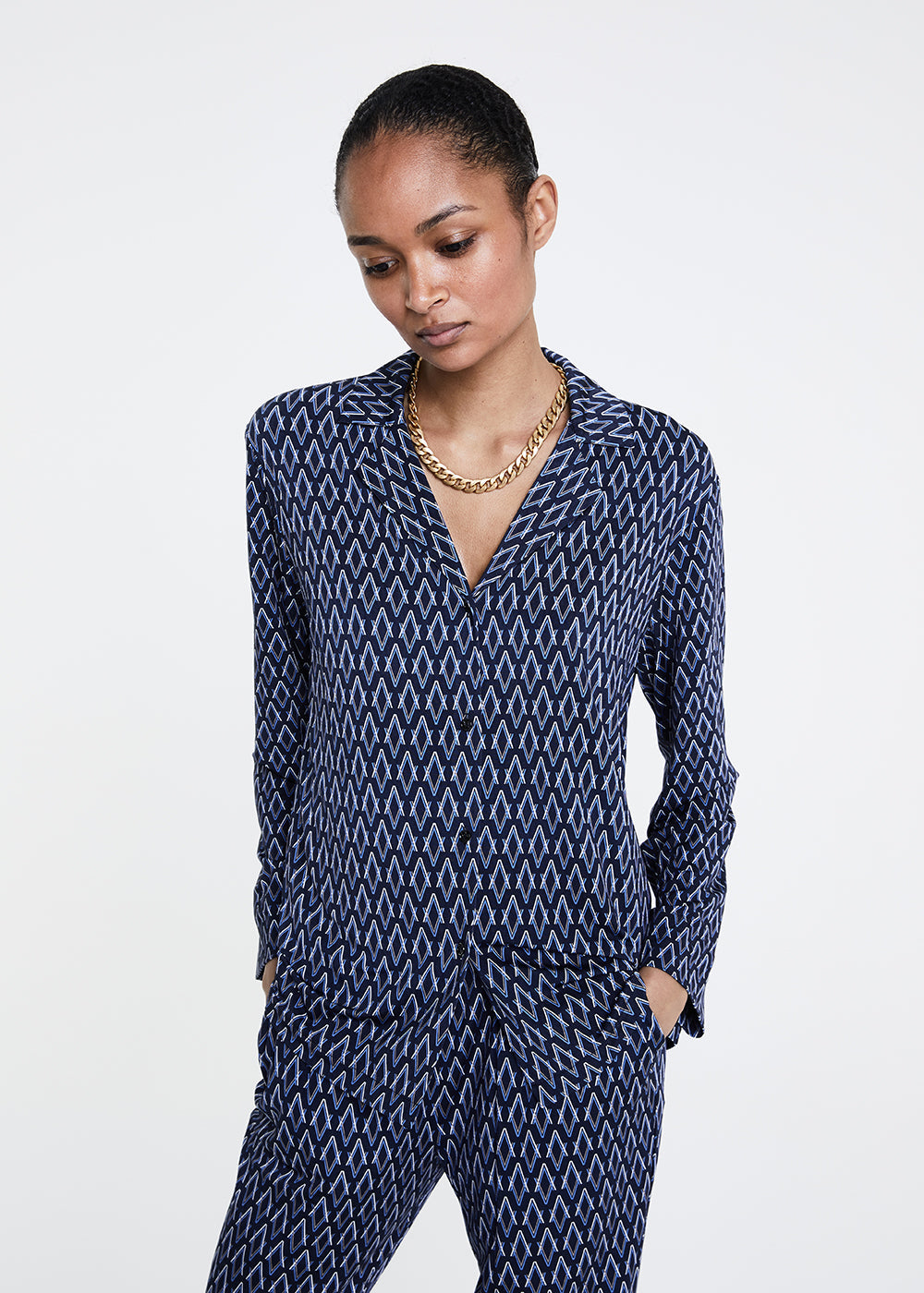 Chemise imprime monogramme - Marine