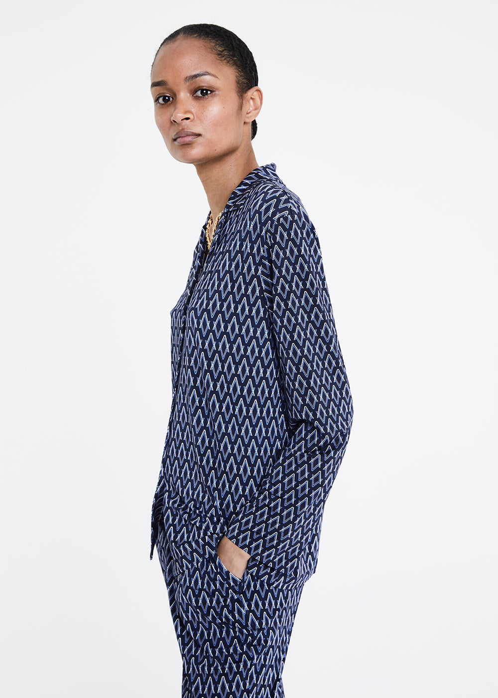 Chemise imprime monogramme - Marine