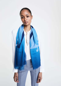 Echarpe imprime monogramme aa - Bleu Moyen