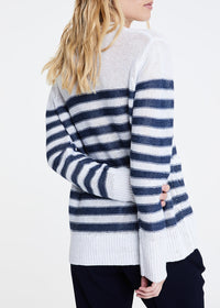Striped linen cardigan - Optical White