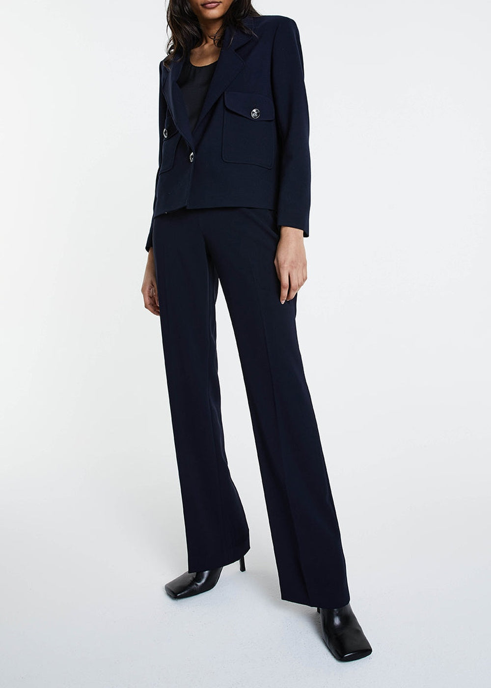 Short jacket with a notched collar - Navy