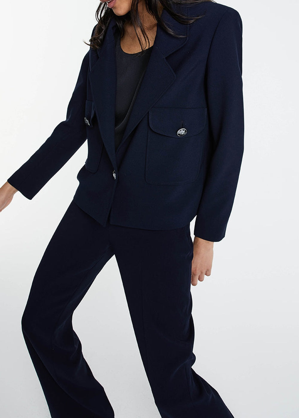 Short jacket with a notched collar - Navy