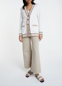 Silk cardigan with contrasting details - Off-white
