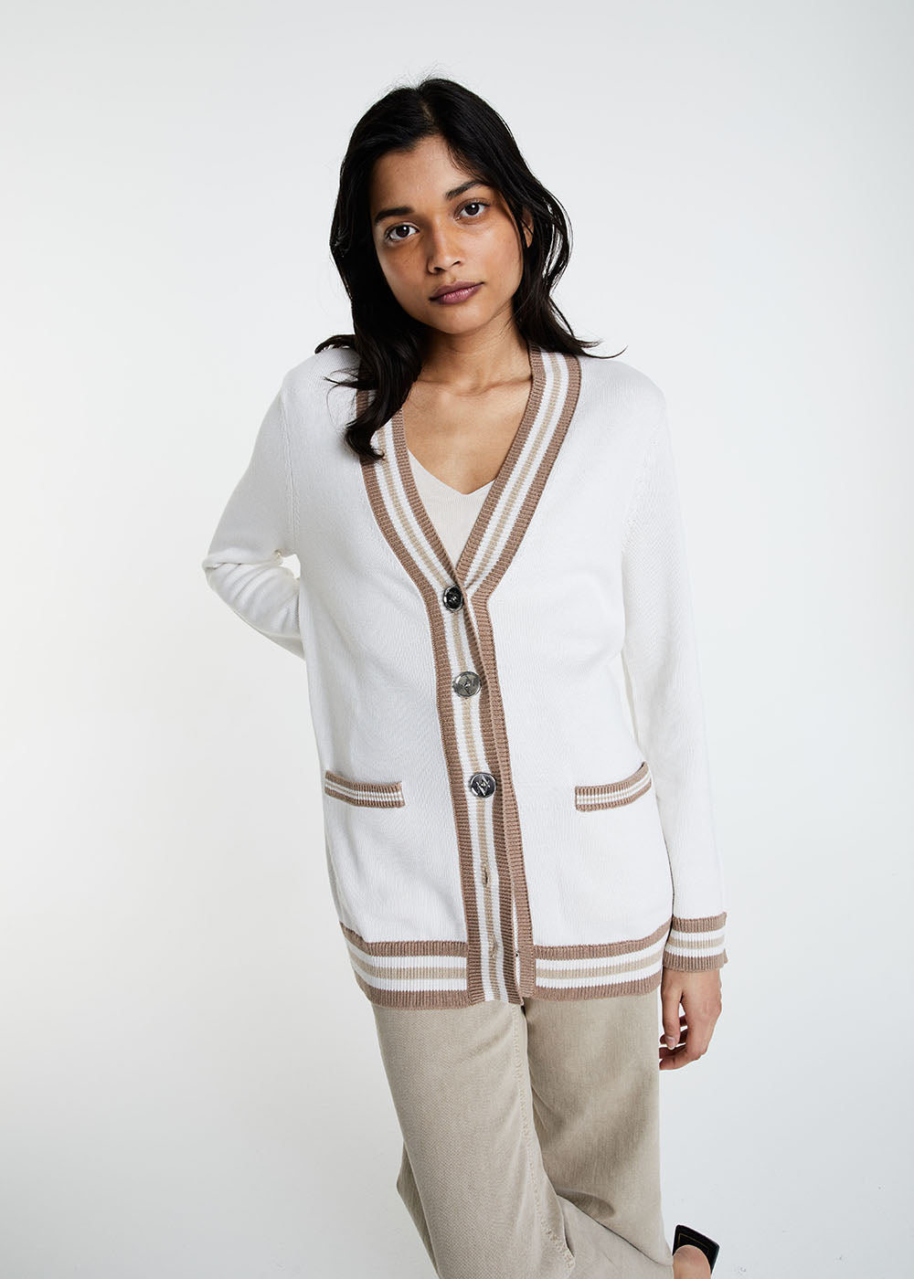 Cardigan avec monogramme - Blanc Cassé