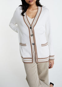 Silk cardigan with contrasting details - Off-white