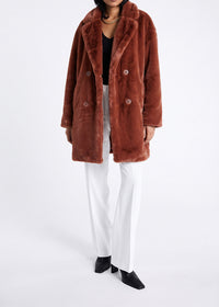 Oversized faux fur coat - Havana