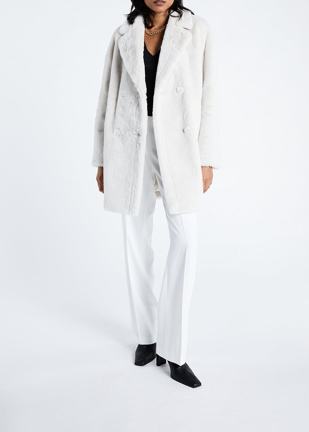 Manteau oversize en fausse fourrure - Havane