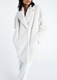Manteau oversize en fausse fourrure - Havane