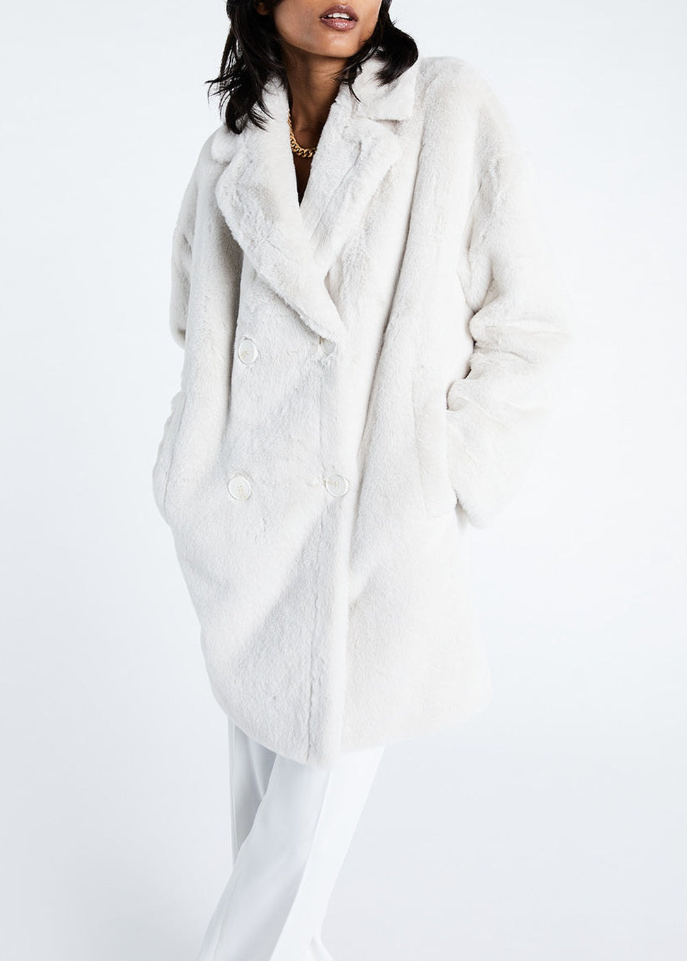 Manteau oversize en fausse fourrure - Havane