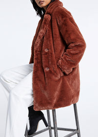 Oversized faux fur coat - Havana