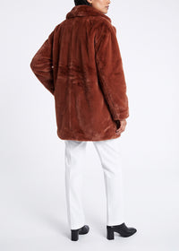 Oversized faux fur coat - Havana