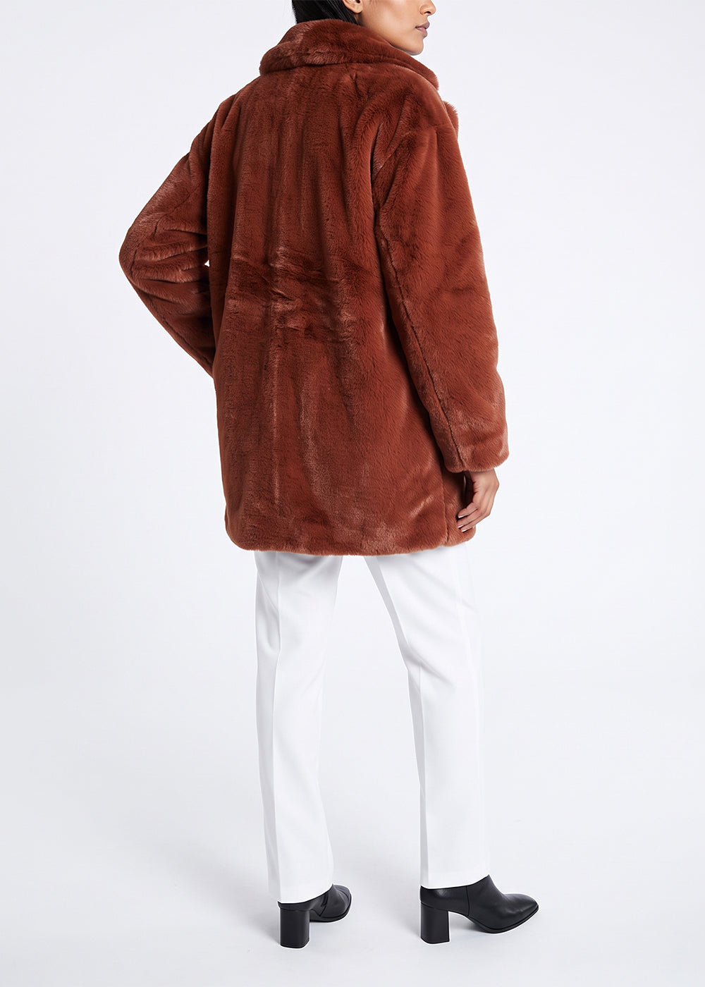 Oversized faux fur coat - Havana