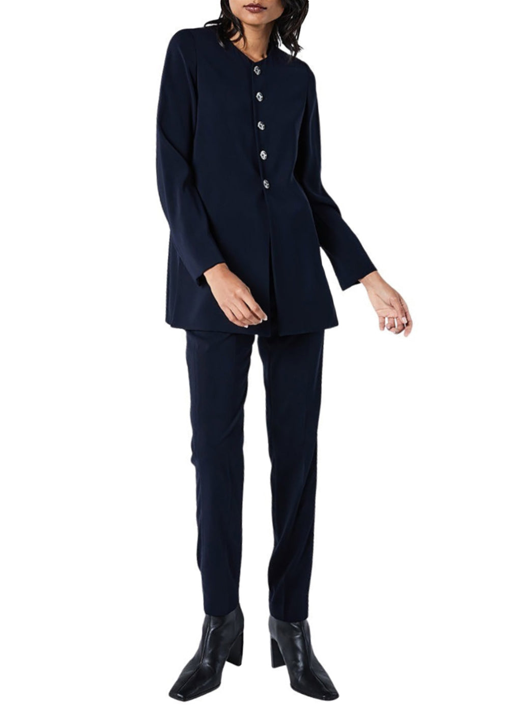 Tunique boutonnee polyester - Marine