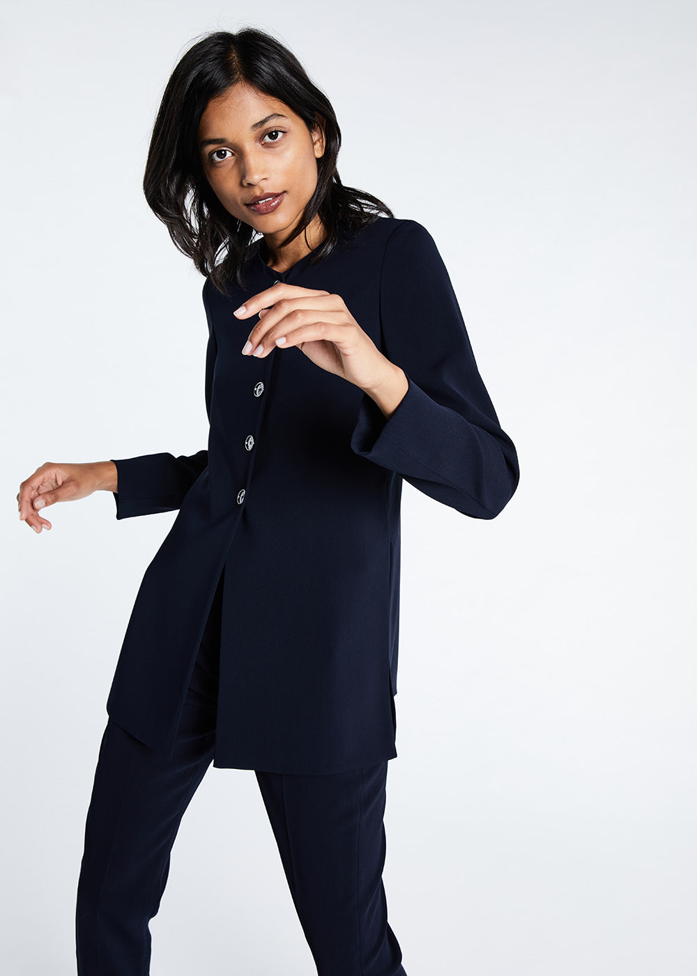 Tunique boutonnee polyester - Marine