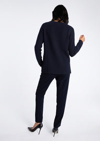 Pull col rond en cachemire - Marine