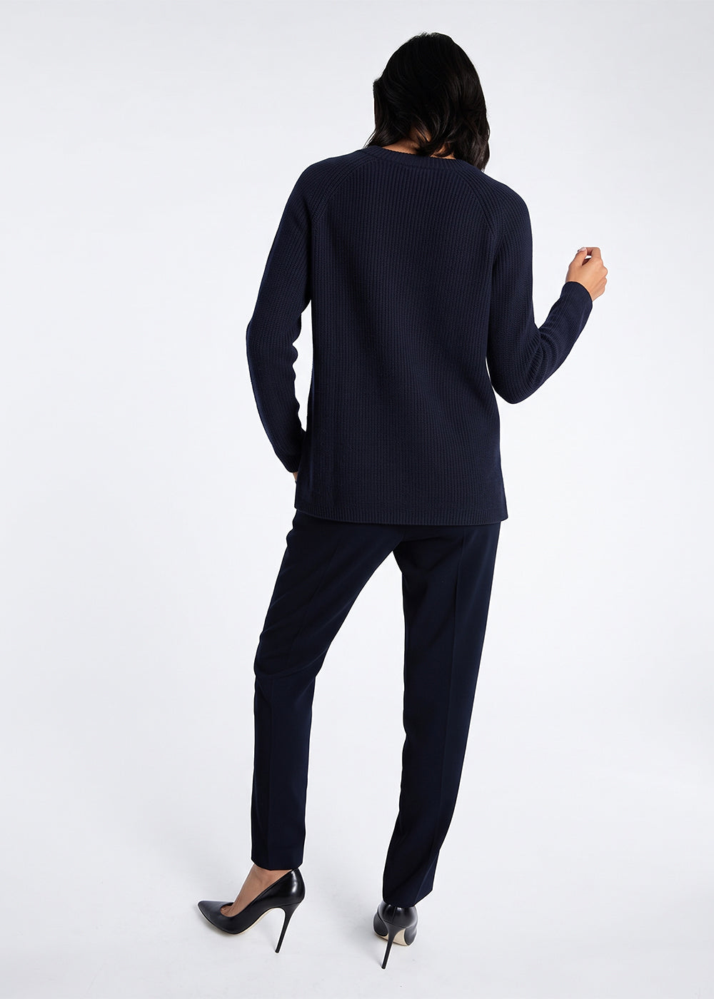 Pull col rond en cachemire - Marine