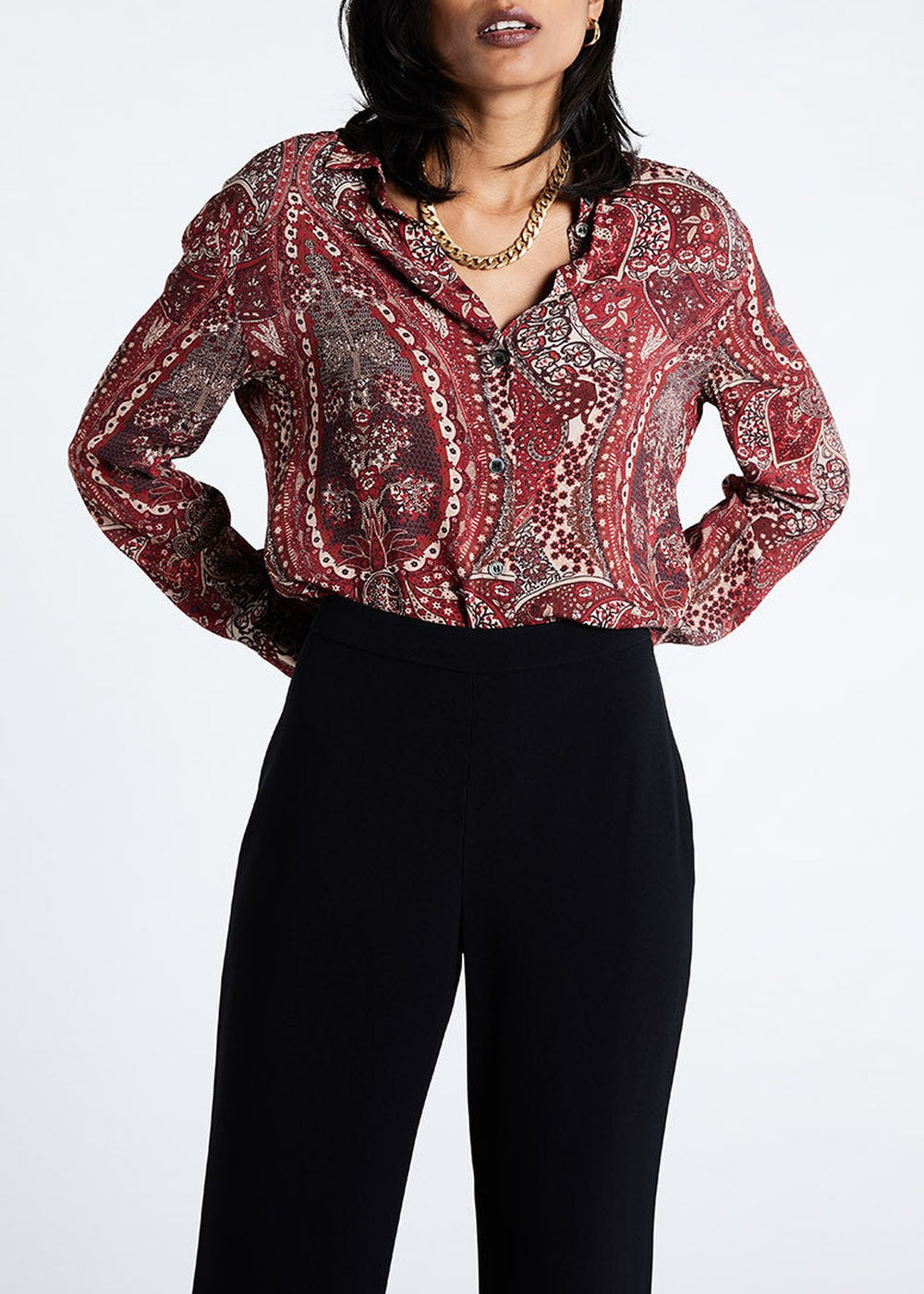 Chemise à motif jacquard - Grenat