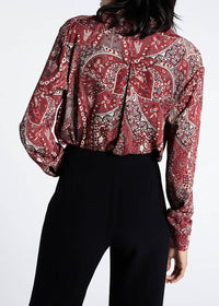 Chemise à motif jacquard - Grenat