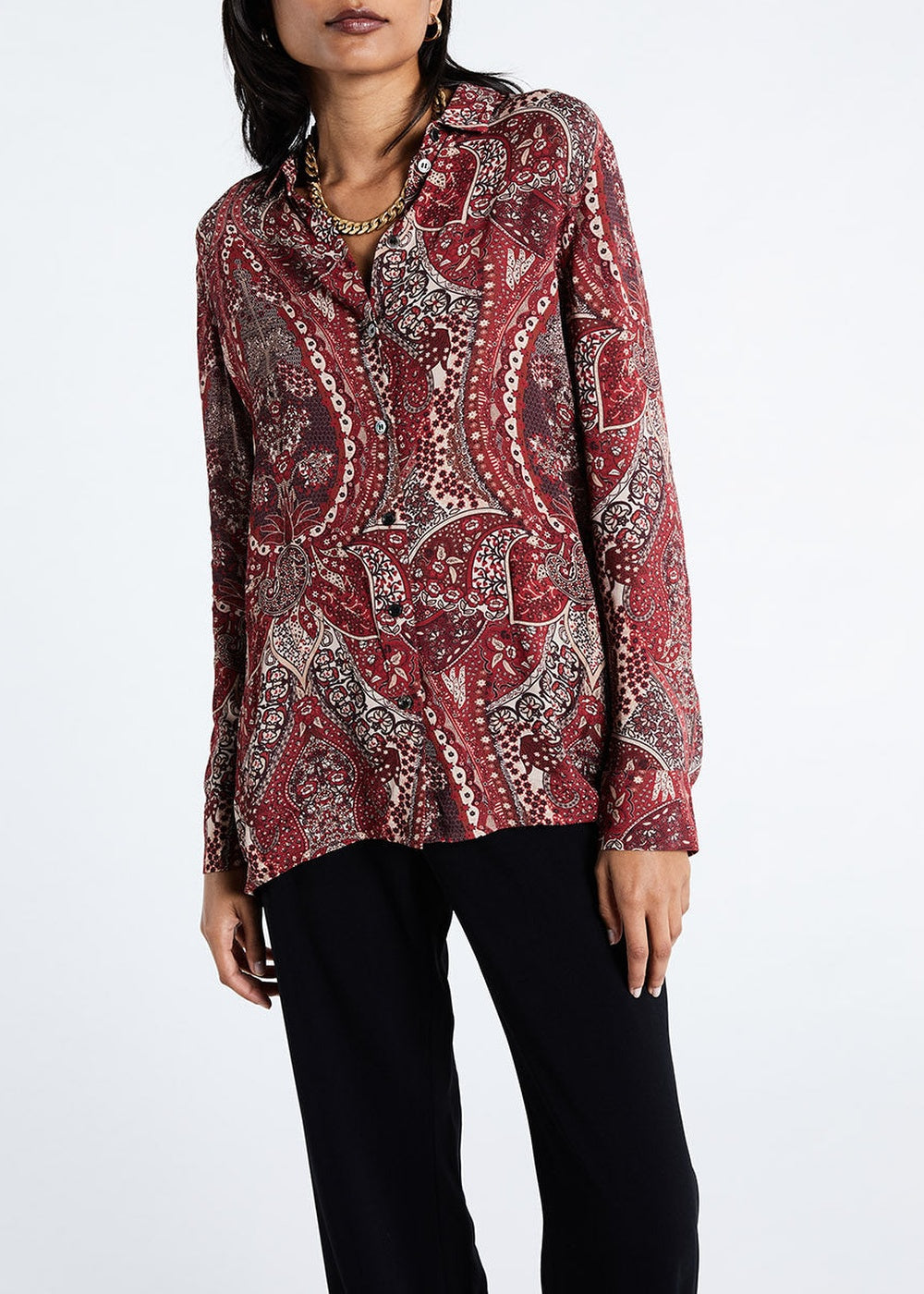Chemise à motif jacquard - Grenat
