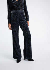 Pantalon velour devore imprime - Marine