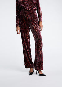 Pantalon velour imprime - Grenat