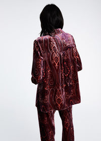 Blouse velour imprime - Grenat